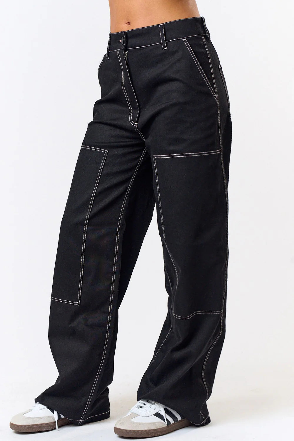 Pantalón Baggy con Costuras en Contraste