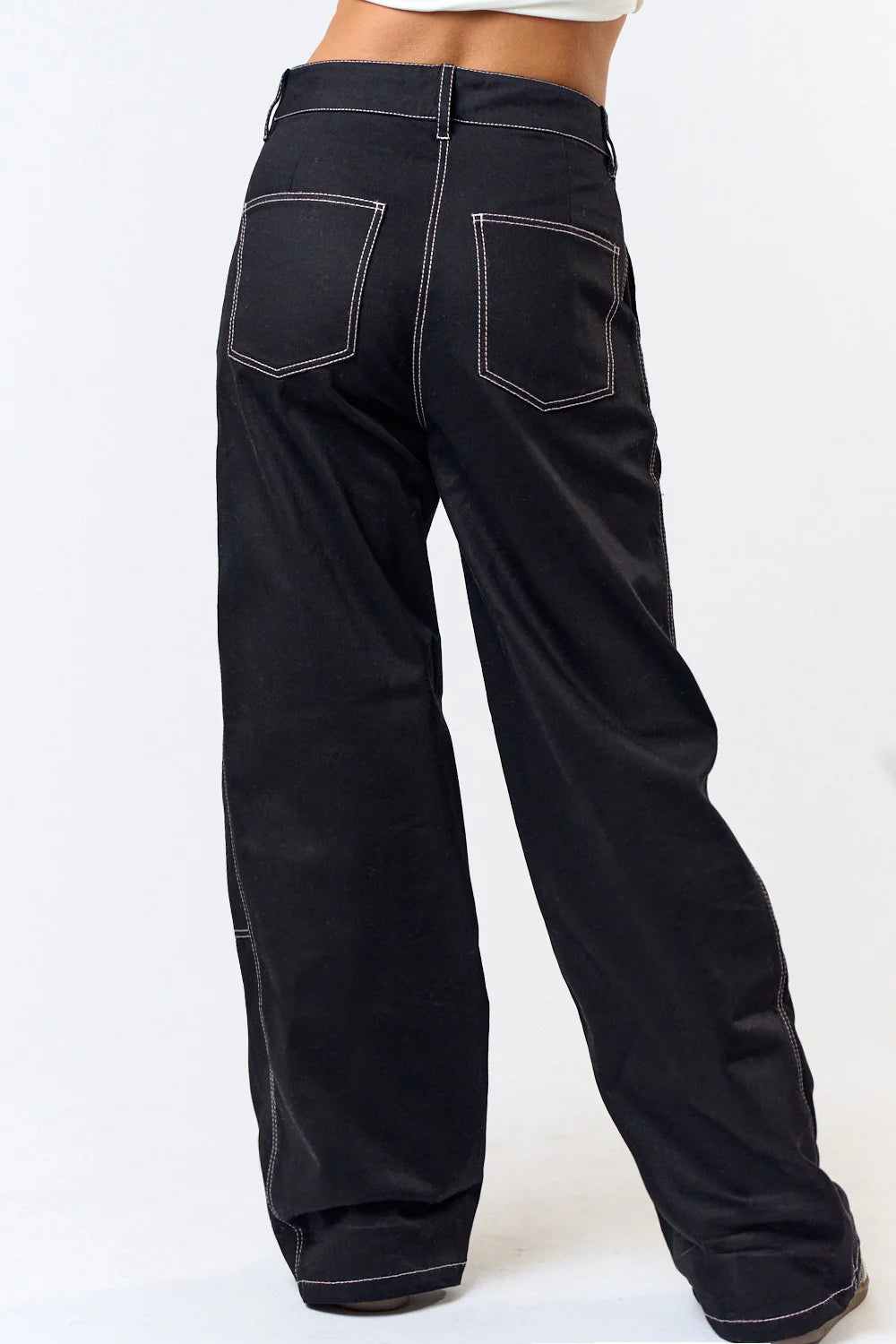 Pantalón Baggy con Costuras en Contraste