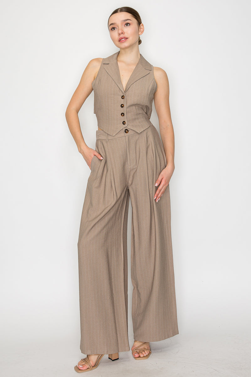 High-Rise Stripe Wide Leg Pants