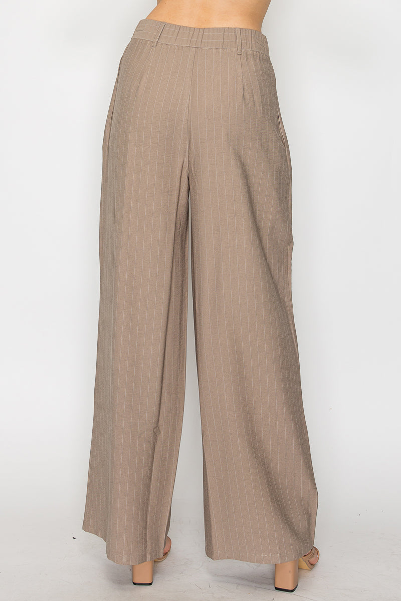 High-Rise Stripe Wide Leg Pants