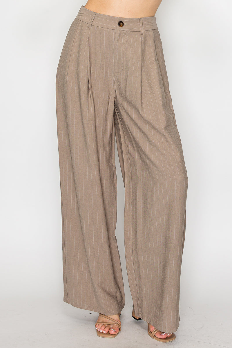 High-Rise Stripe Wide Leg Pants