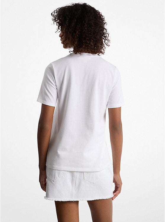 Sequined Logo Cotton T-Shirt - Michael Kors