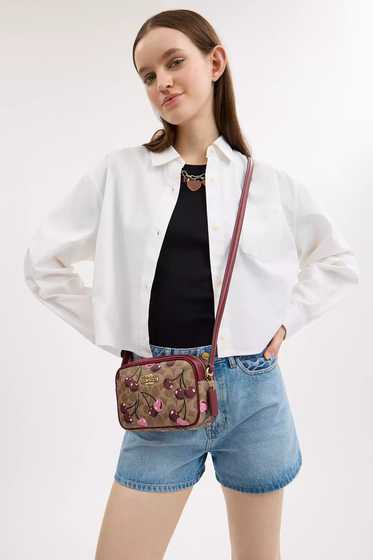 Mini Jamie Camera Bag In Signature Canvas With Cherry Print - Coach