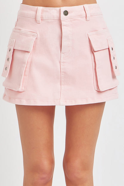 Falda-Short Cargo Rosa Baby