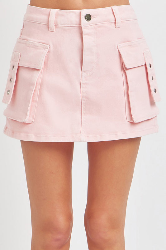 Falda-Short Cargo Rosa Baby