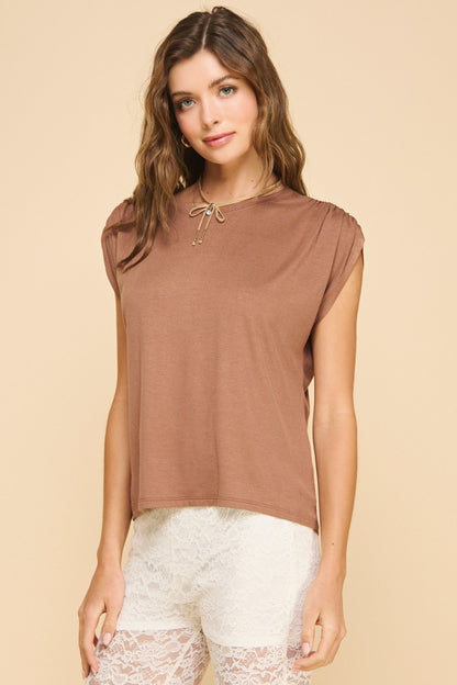 Freesia Basic Top Elastic On Shoulder