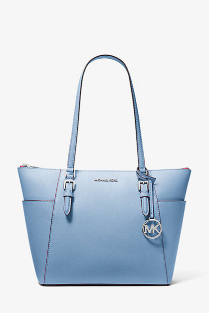 Charlotte Large Saffiano Leather Top-Zip Tote Bag