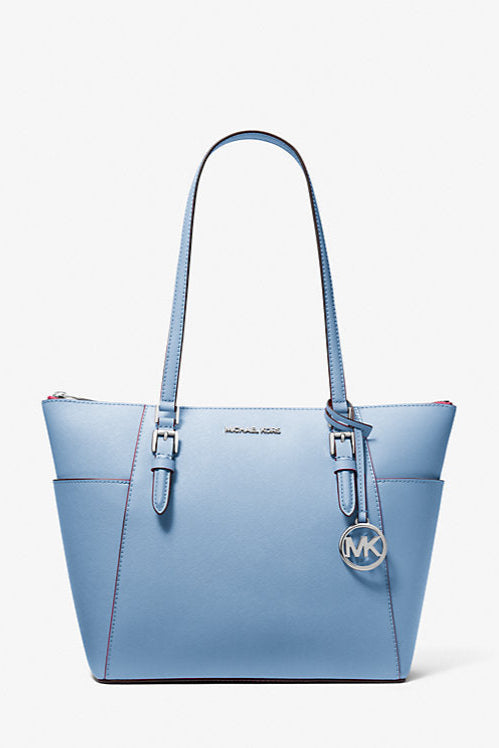 Charlotte Large Saffiano Leather Top-Zip Tote Bag