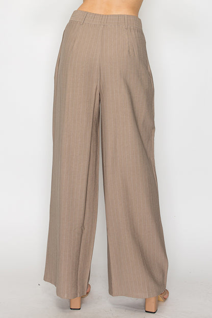 High-Rise Stripe Wide Leg Pants