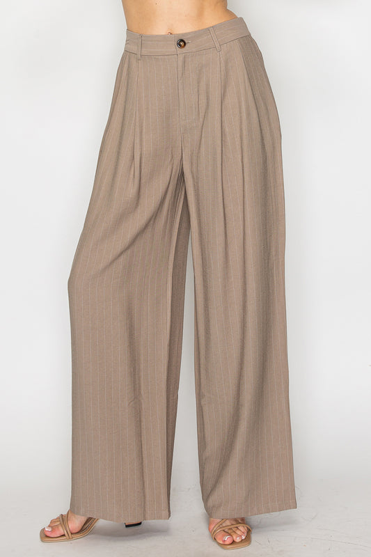 High-Rise Stripe Wide Leg Pants