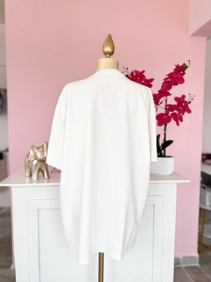 Blusa Oversize con Flores 3D Rosa