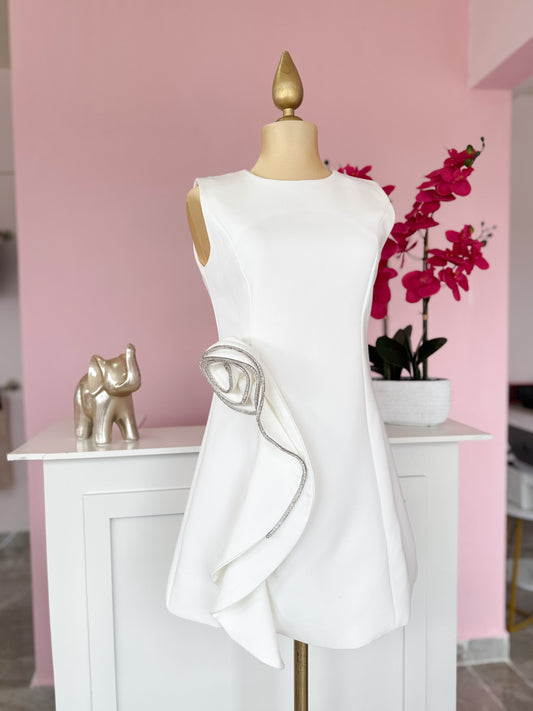 Vestido Blanco Sculptural Glam