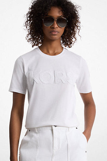 Sequined Logo Cotton T-Shirt - Michael Kors